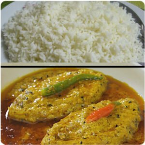 Elisha Fish + Rice – Hilsha Curry with Rice (سمك إليشا + أرز | ইলিশ মাছ ভাত)